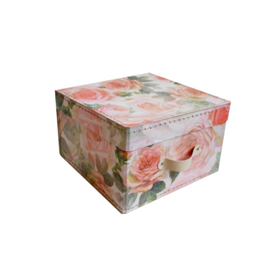 Square storage box 22 cm big roses
