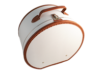 Hat box 40cm white with cognac trimming