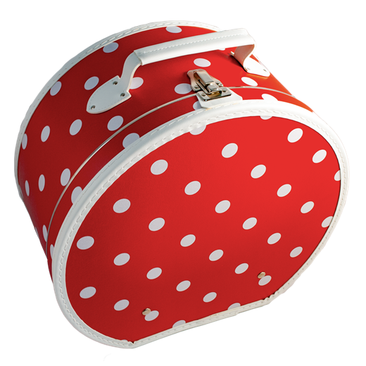 Hat box 40cm red with white dots