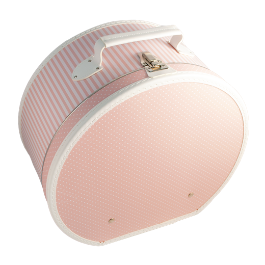 Hat box 40cm pink with white stripes and dots
