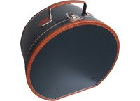 Hat box 40cm dark blue with cognac trimming