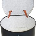 Hat box 40cm dark blue with cognac trimming