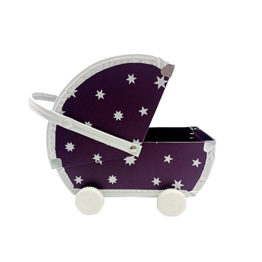 Children´s suitcase baby pram violet with white stars