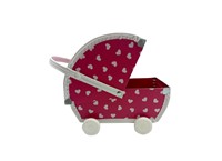 Children´s suitcase baby pram pink with white hearts