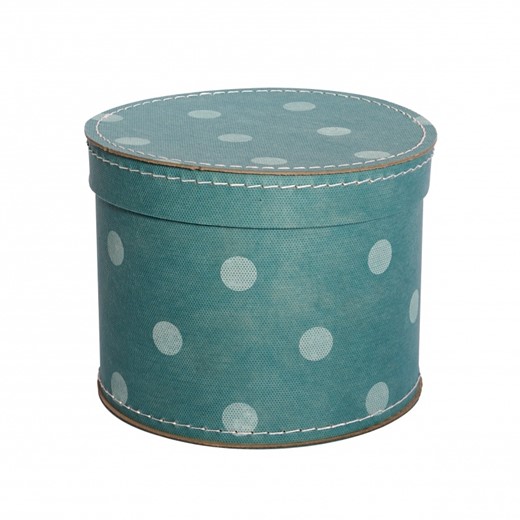 Round box 20cm turquoise with white dots, Leitner collection