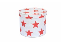Round box 20cm white with red stars, Leitner collection