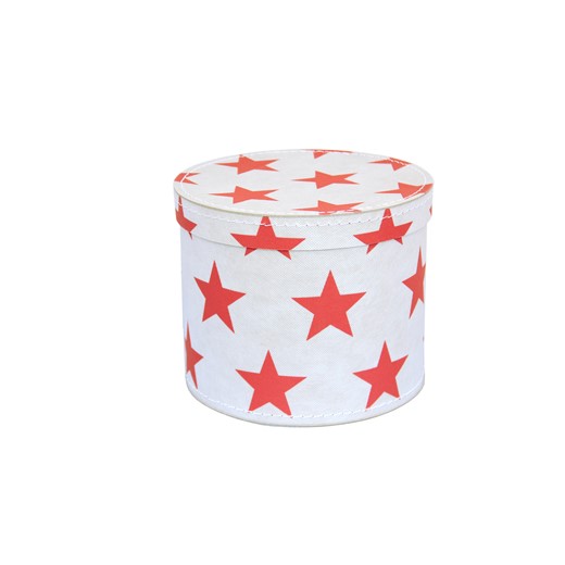 Round box 20cm white with red stars, Leitner collection