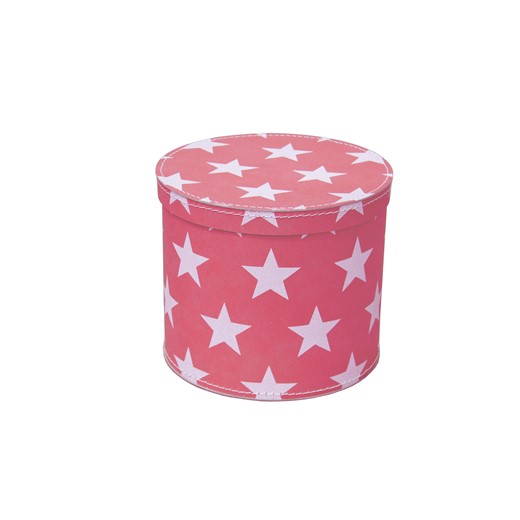 Round box 20cm pink with white stars, Leitner collection
