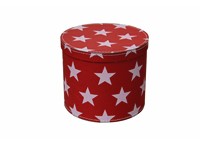 Round box 20cm red with white stars, Leitner collection