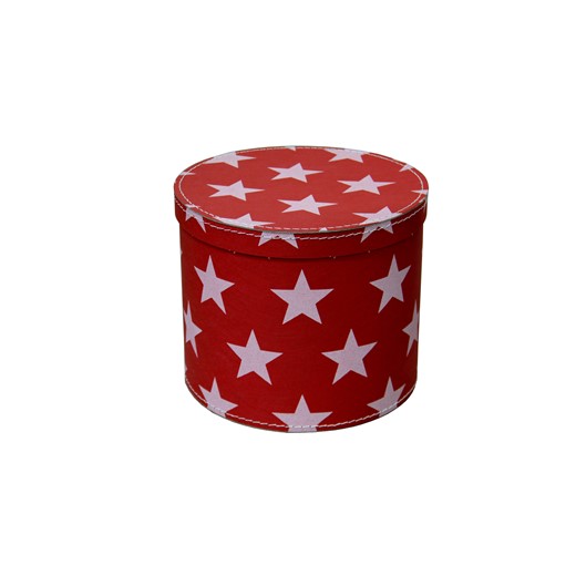 Round box 20cm red with white stars, Leitner collection