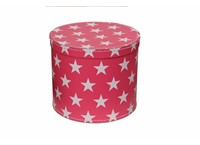 Round box 20cm pink with white stars