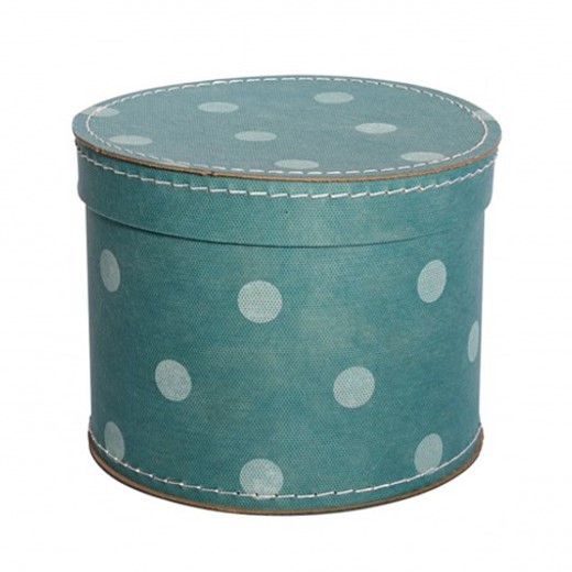Round box 25cm turquoise with white dots, Leitner collection