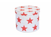Round box 25cm white with red stars, Leitner collection