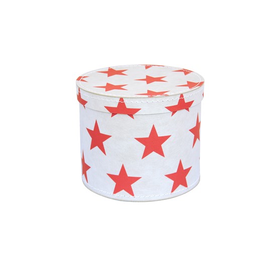 Round box 25cm white with red stars, Leitner collection