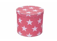 Round box 25cm pink with white stars, Leitner collection
