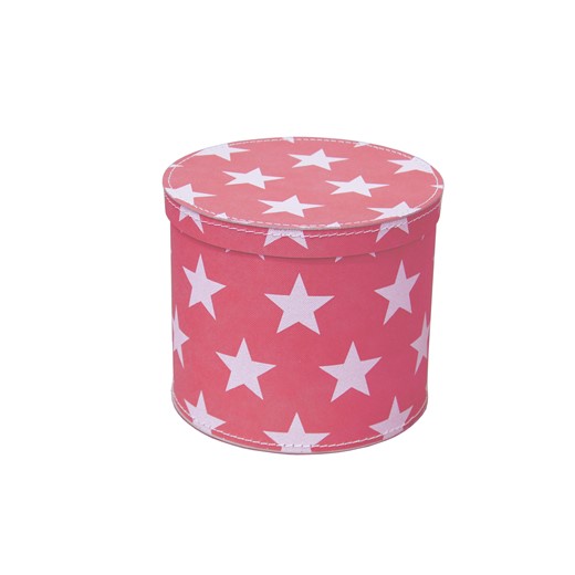 Round box 25cm pink with white stars, Leitner collection