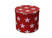 Round box 25cm red with white stars, Leitner collection