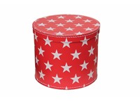 Round box 25cm red with white stars