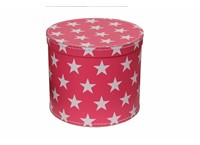 Round box 25cm pink with white stars