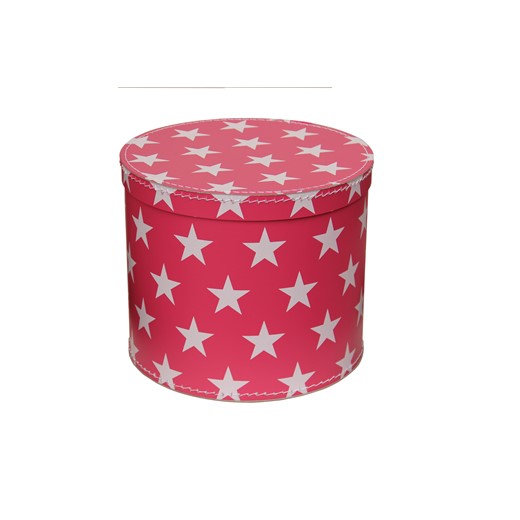 Round box 25cm pink with white stars