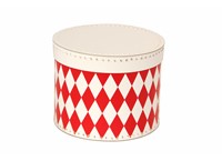 Round box 25cm white with red rhomb