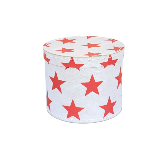 Round box 30cm white with red stars, Leitner collection