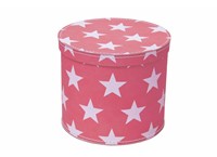 Round box 30cm pink with white stars, Leitner collection