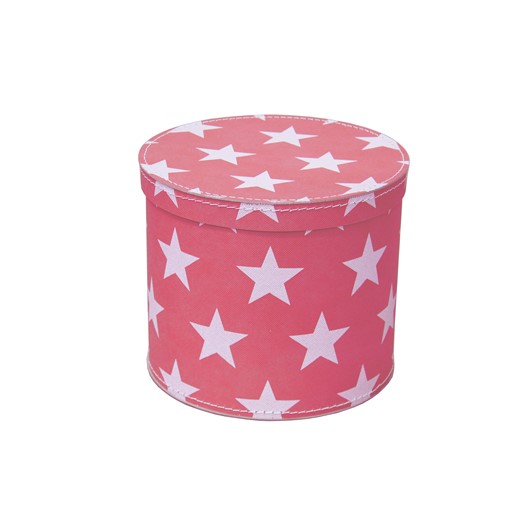 Round box 30cm pink with white stars, Leitner collection