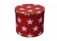 Round box 30cm red with white stars, Leitner collection