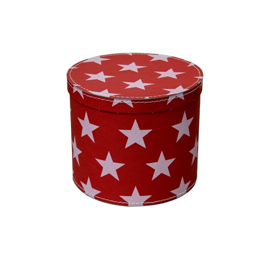 Round box 30cm red with white stars, Leitner collection