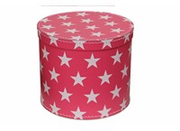 Round box 30cm pink with white stars