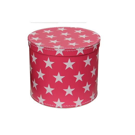 Round box 30cm pink with white stars