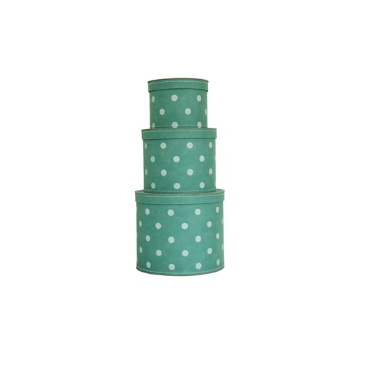 Round box turquoise with white dots 3-set, Leitner collection
