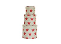 Round box white with red stars 3-set, Leitner collection