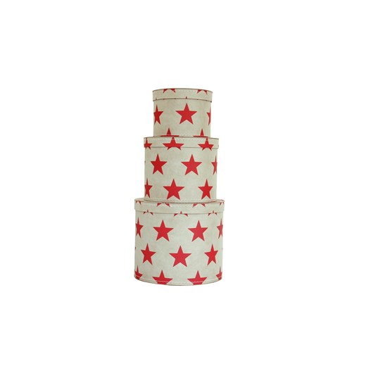 Round box white with red stars 3-set, Leitner collection