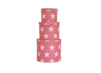Round box pink with white stars 3-set, Leitner collection