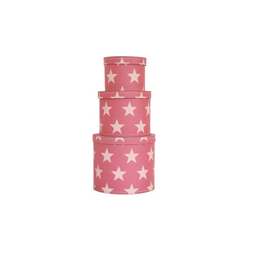 Round box pink with white stars 3-set, Leitner collection