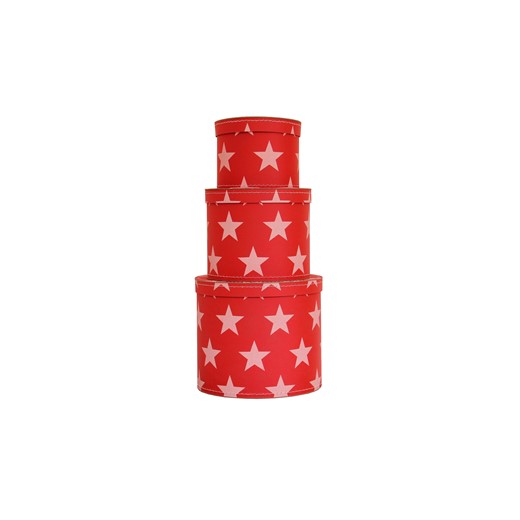 Round box red with white stars 3-set, Leitner collection
