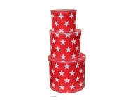 Round box red with white stars 3-set
