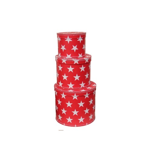 Round box red with white stars 3-set