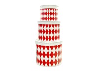 Round box white with red rhomb 3-set