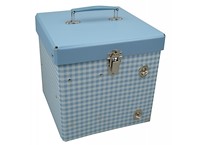 Box with inside shelves 21cm blue with white squares