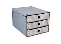 Drawer box A4 blue with white squares