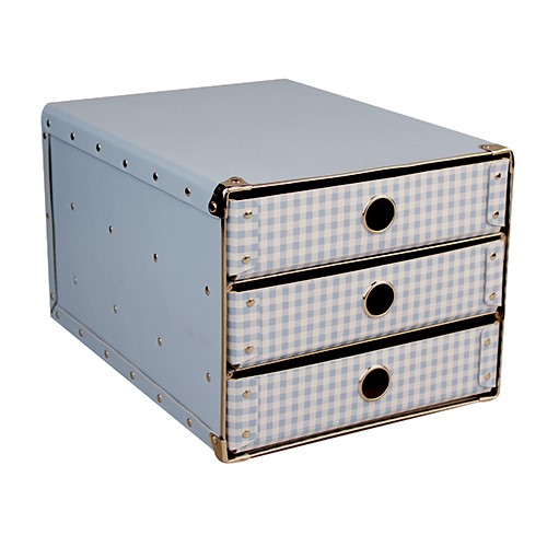 Drawer box A4 blue with white squares