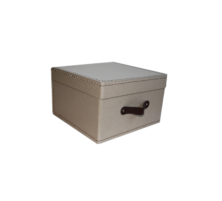 Šitá hranatá krabice 18 cm přírodní, držadlo hnědé