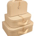 Dětský kufřík 25cm přírodní s proužky